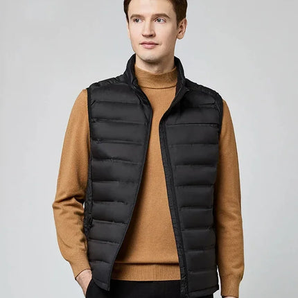 90%White Duck Down Winter Couple Vest Sleeveless Puffer Jacket Graphene Liner Stand Collar Warm Down Gilet Coats Big Size 8XL