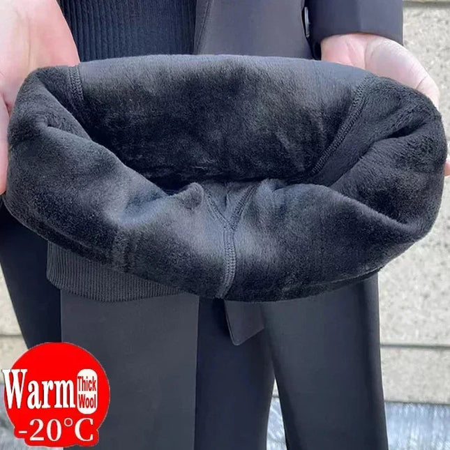 Women Winter Solid Color Leggings Warm High Waist Tights Velvet Sock Thickened Velvet Leggings Slim Skin Black Stockings PlatiNum