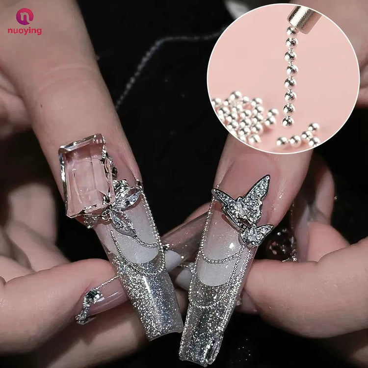 12Grid Metal Micro Caviar Beads Nail Art Charms, Gold Silver Mini Balls, 3D Nail Gem Decor with Magnetic Pen for DIY Nail Decoration