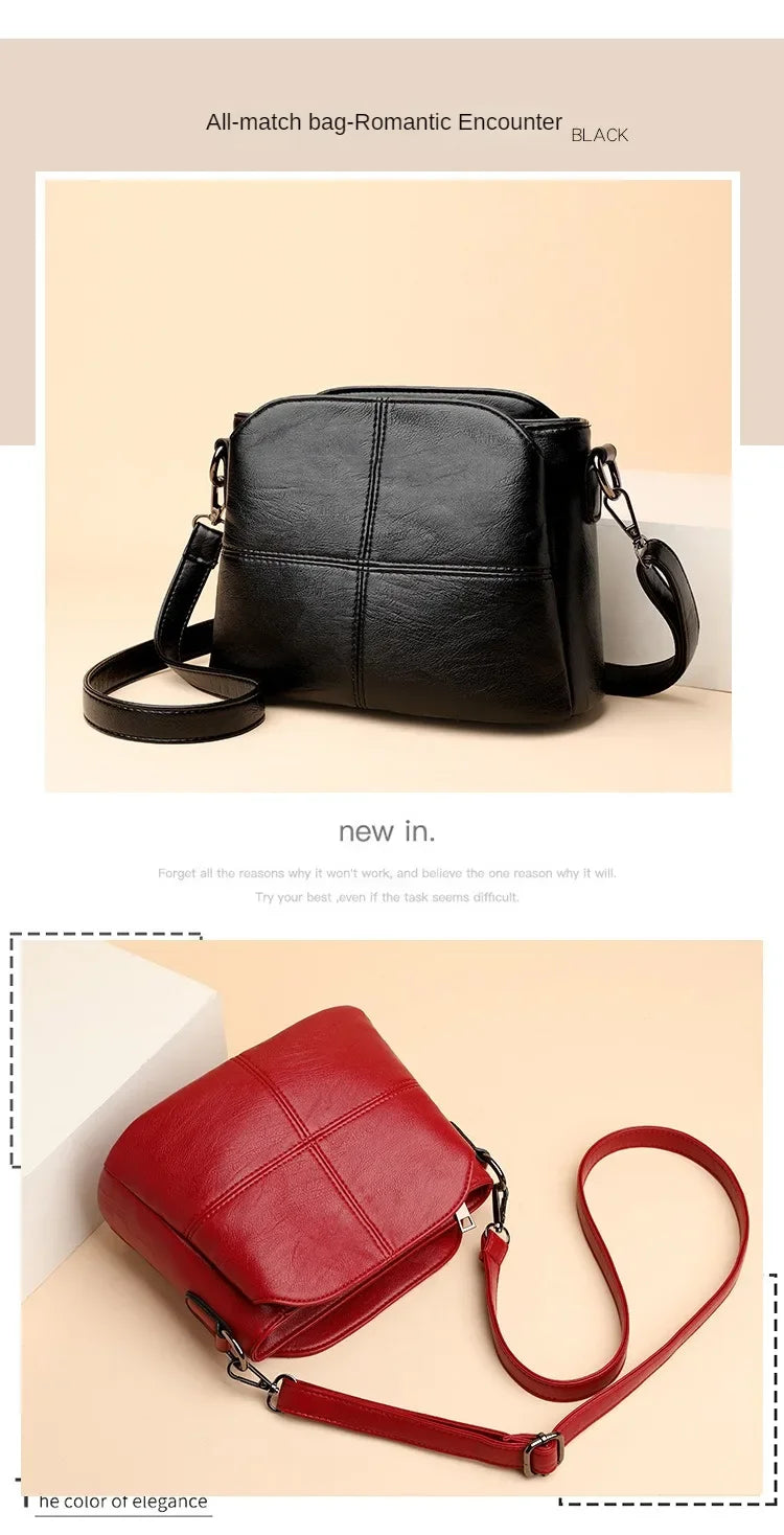 Women's Bags Retro Design Crossbody Bag Trend Quality PU Leather Bucket Shoulder Bags Small Handbags for Women PlatiNum