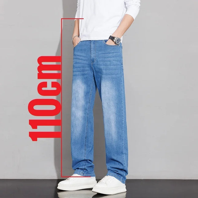 190cm Tall Men's Casual Jeans Extra Long Length Denim Pants Male 115cm 110 Inseam 34 36 190 195 Cm 115 Classic Business Straight