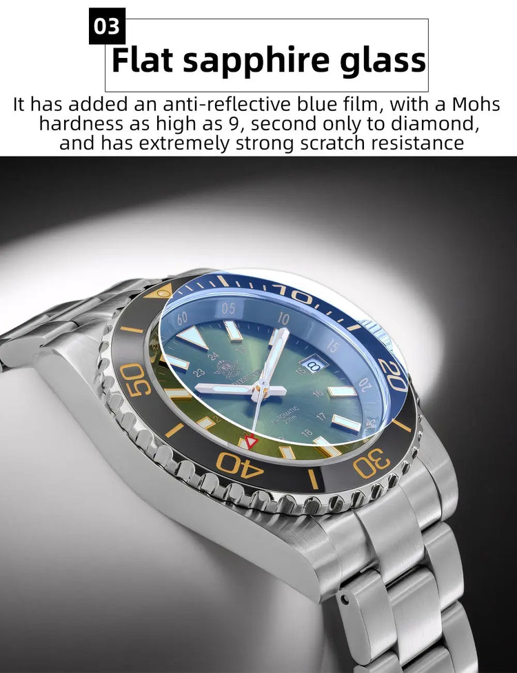 ADDIESDIVE Men's Watch 8215 Mechanical Sapphire Luminous Diving Watch 200m Ceramic Bezel Automatic Watch Clock Gift Watch AD2504