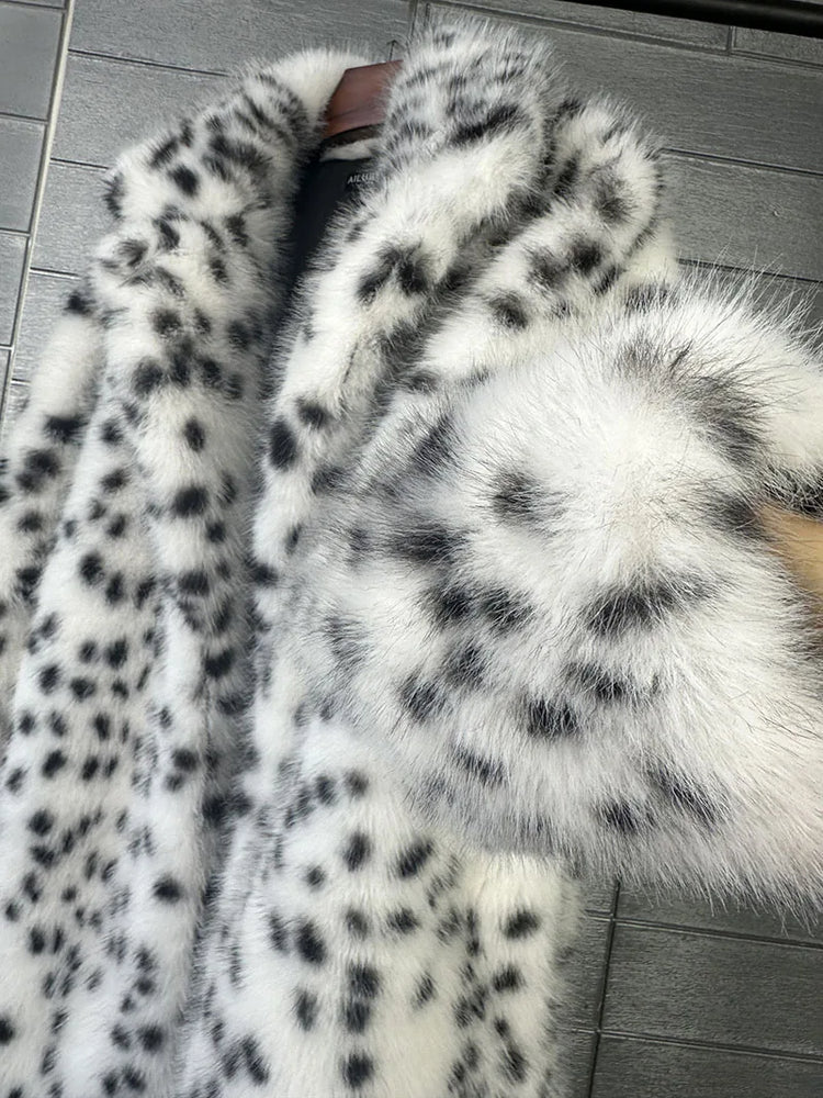 ZADORIN 130cm Long Fluffy Woman Leopard Faux Fur Coat Y2K Clothes Luxury Warm Faux Fur Jackets Winter Coats For Woman Outerwears