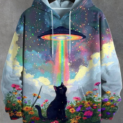 Cartoon Graffiti Cat Pattren Unisex Hoodies Sweatshirt 3D Print Men/Women Tracksuit Coat Harajuku Hoodie Pullover Men's Clothing