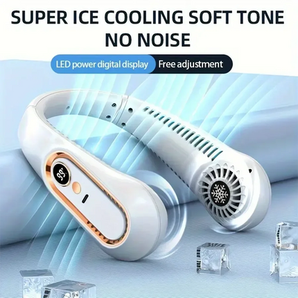 2025 Nuovi best seller Ventilatore da collo indossabile Condizionatore d'aria portatile Ventilatore da collo senza lama Dispositivo di raffreddamento dell'aria 5 marce e schermo a LED