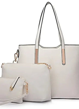 Miss Lulu WOMEN'S Shoulder bag Set 3 Piece Large Handle bag Carry bag Tote Bag Women handbag Comfortable PlatiNum