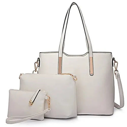 Miss Lulu WOMEN'S Shoulder bag Set 3 Piece Large Handle bag Carry bag Tote Bag Women handbag Comfortable PlatiNum