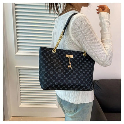 Women Luxury Design Tote Bag  Large Capacity Handbag Fashion Printing Shoulder Bag Trendy New Shopping Bag Purse PlatiNum