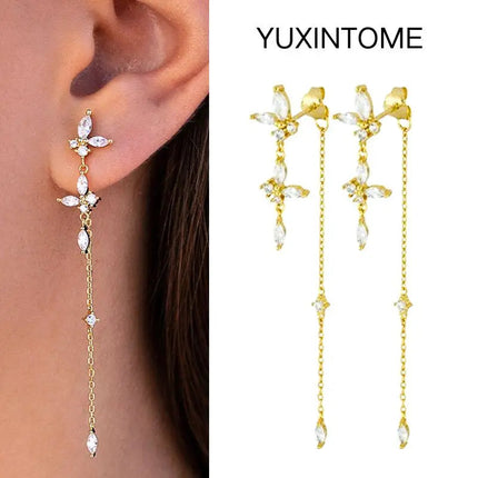 White Color Zircon Hoop Earrings 925 Sterling Silver Needle Cross/Star/Flower/Water Drop Pendant Gold Earrings Luxury Jewelry PlatiNum