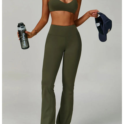 Flared Leggings Women's Wide-leg Pants High Waisted Hip lifting Yoga Pants Quick Drying Running Exercise Fitness Bell bottoms PlatiNum