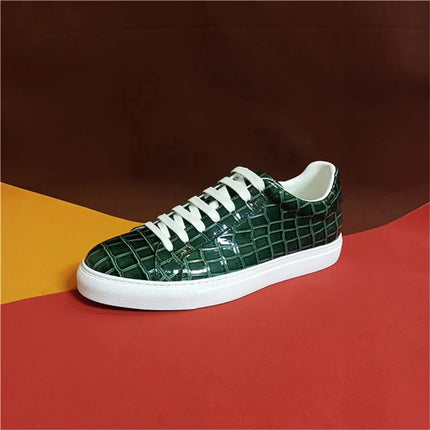 Men's High Quality Flats Cow Leather Sneakers Flat Round Toe Laces Black Daily Board Casual Shoes Luxury Business Footwear