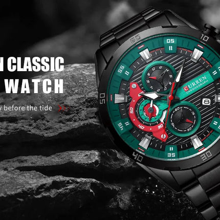 CURREN 8402 Orologio da uomo in acciaio inossidabile Moda creativa Quadrante luminoso con cronografo Orologio da uomo di lusso per il tempo libero reloj hombre platinumshop