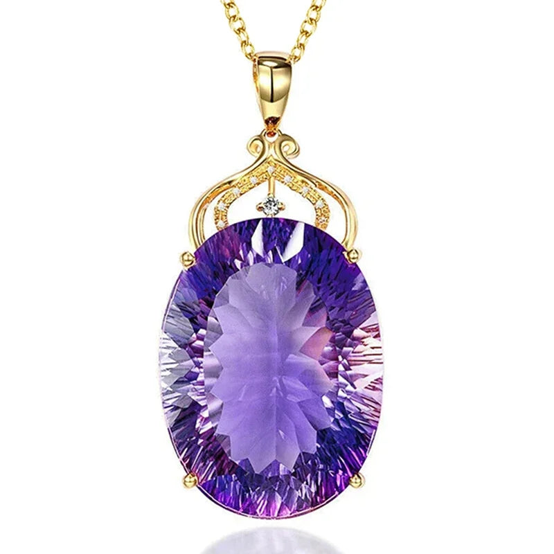 Collana con ciondolo alla moda semplice CAOSHI per gioielli affascinanti con temperamento femminile con accessori di lusso in Zirconia viola brillante regalo