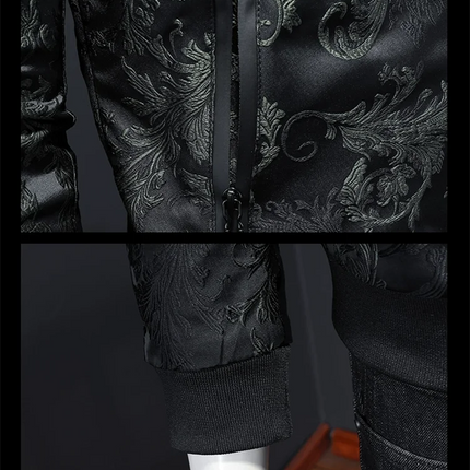 Minglu Autumn Winter Stand Collar Men's Jackets Luxury Pattern Pattern Long Sleeve Business Casual Male Coats Plus Size 5XL