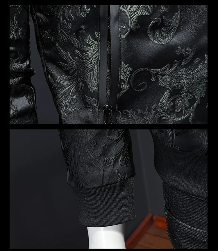 Minglu Autumn Winter Stand Collar Men's Jackets Luxury Pattern Pattern Long Sleeve Business Casual Male Coats Plus Size 5XL