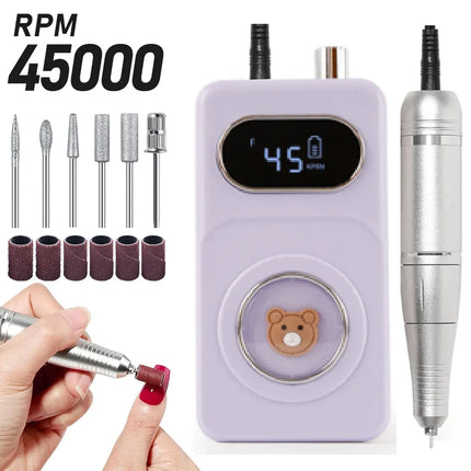 Wireless Portable Rechargeable Electric Nail Polishing Machine New Cordless Nail Surface Polisher Gel Nail Remover Professional Home Salon Manicure Pedicure Care Tool For DIY Nail Art Design