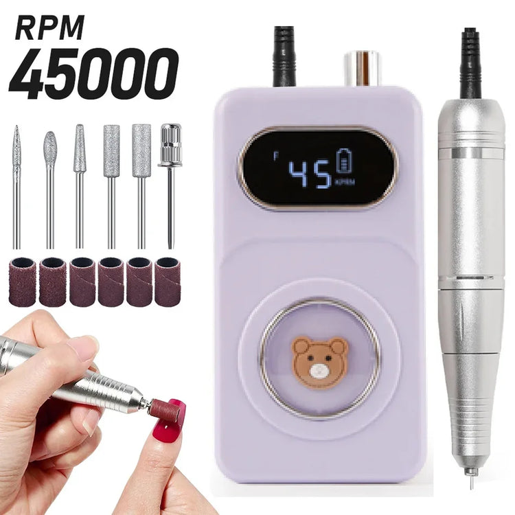 Wireless Portable Rechargeable Electric Nail Polishing Machine New Cordless Nail Surface Polisher Gel Nail Remover Professional Home Salon Manicure Pedicure Care Tool For DIY Nail Art Design
