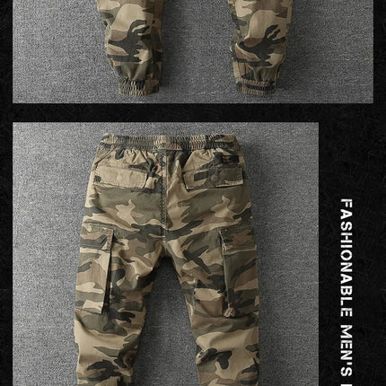 Men's Fall Winter Cargo Jogger Pants, Slight Stretch Relaxed Fit Camo Workwear Trousers, Outdoor Durable Cuffed Casual Pants