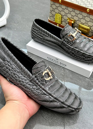 Scarpe Casual da uomo in pelle verniciata di alta qualità scarpe da guida di marca mocassini con motivo a coccodrillo maschile per scarpe basse mocassino da uomo