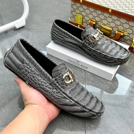 Scarpe Casual da uomo in pelle verniciata di alta qualità scarpe da guida di marca mocassini con motivo a coccodrillo maschile per scarpe basse mocassino da uomo