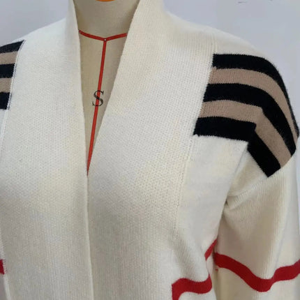 Print Long Cardigan For Women 2025 New Autumn Winter Clothes Knit Loose Outerwear Soft Sweater Coat Streetwear Fashion Cover Up