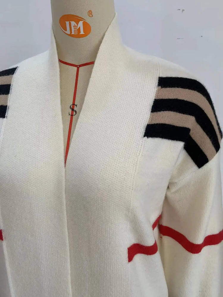 Print Long Cardigan For Women 2025 New Autumn Winter Clothes Knit Loose Outerwear Soft Sweater Coat Streetwear Fashion Cover Up