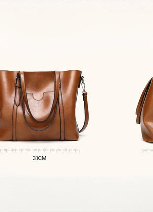 Borsa a Mano in Ecopelle Marrone per Donne – Borsa a Spalla in Ecopelle con Cinturino Regolabile, Tasche con Cerniera, 31x26x11cm