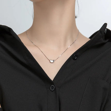 Collana con ciondolo a forma di fagiolo in argento sterling 925, gioielli classici per le donne, gioielli di moda, festa, regalo di San Valentino, 45 cm PlatiNum