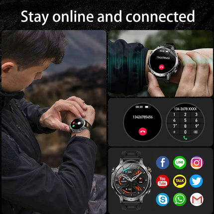 Military Grade Sapphire Smart Watch HeartRate SO2 BT5.3 Call Custom dial Smartwatch for Men Breathable Band Sports watch 1400mAh