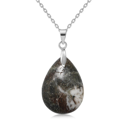 New Fashion Natural Stone Crystal Pendant Teardrop Simple Pendant Necklace Earrings Making Jewelry With Chain collar PlatiNum