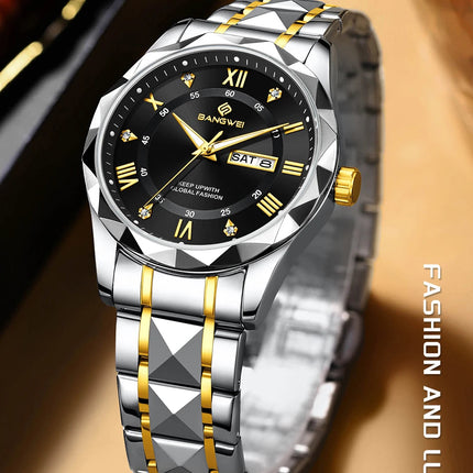 BANGWEI Orologio da donna elegante e lussuoso al quarzo, orologio da polso classico e semplice in acciaio inossidabile, con data automatica, impermeabile, con diamanti platinumshop