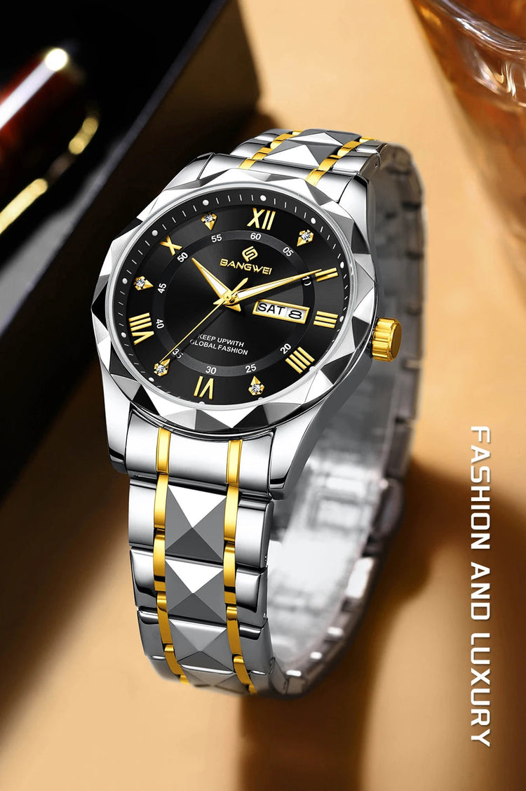 BANGWEI Orologio da donna elegante e lussuoso al quarzo, orologio da polso classico e semplice in acciaio inossidabile, con data automatica, impermeabile, con diamanti platinumshop