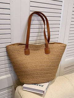 Borsa a tracolla da donna di grande capacità Borsa estiva in paglia intrecciata Borsa da spiaggia di design di lusso femminile di moda Borsa shopper Bali