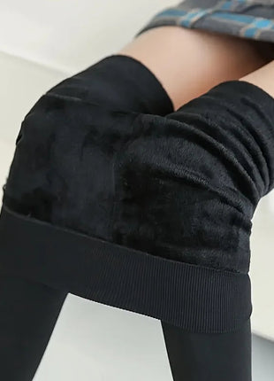 Women New Large Size Pantyhose with Extra Thick Fleece and One-piece Leggings Colored Tight Fitting Pantyhose PlatiNum