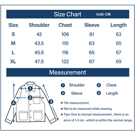 Vintage French Indigo Cargo Jacket Men Autumn Winter New Lapel Multi-pocket Blue Dyed Tooling Jacket Retro Casual Cardigan Coat