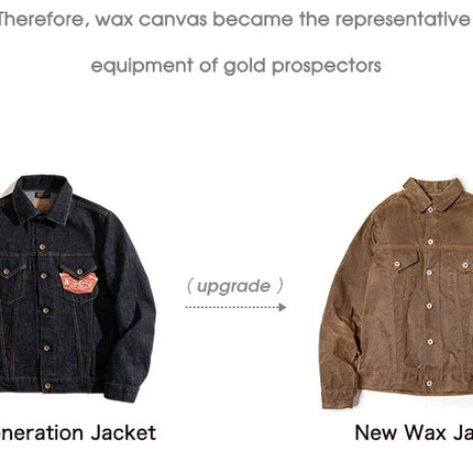 Maden Amekaji Retro Male Oil Waxed Jacket Canvas Cotton Khaki Military Uniform Light Casual Work Safari Style Coats Man Clothing