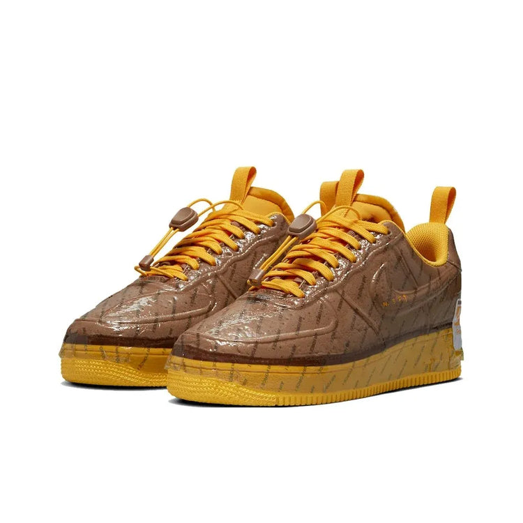 Nike Air Force 1 Skateboard Shoes Unisex Low Top Brown/Yellow CZ1528-200