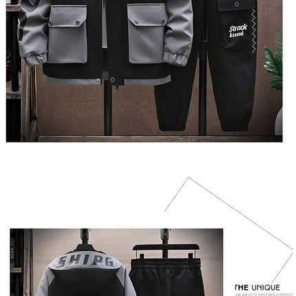 Spring Autumn Men Tracksuit Casual Joggers Hooded Sportswear Jackets Pants 2 Piece Sets Hip Hop Running Sports Suit