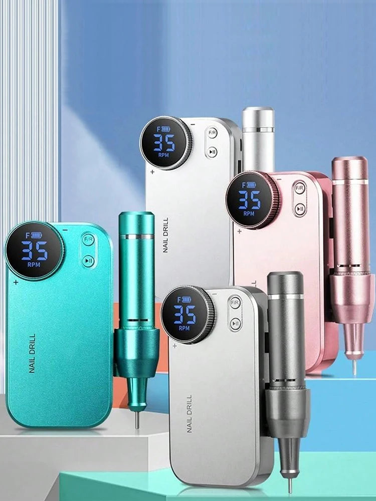 Professional 35000 RPM Electric Nail Drill Portable Rechargeable Nail File Machine for Salon Home DIY Nail Art Great Gift for La