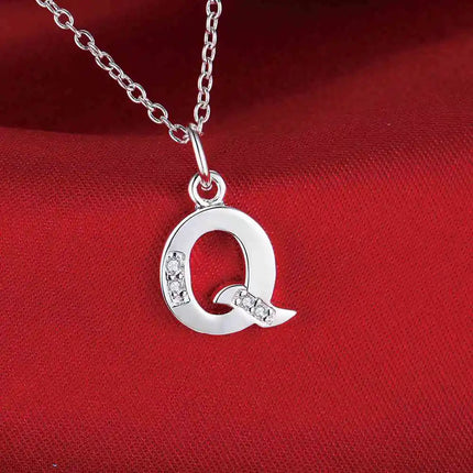 26 Letters 925 Sterling Silver Necklace Pendant Zircon For Women Exquisite Student Girlfriend Jewelry Accessories Wedding Gift PlatiNum