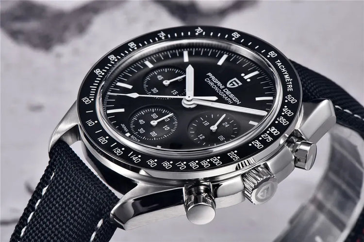 PAGANI DESIGN 500 Orologio da Uomo di Lusso con Tachimetro Circolare, Cronografo Sportivo, Vetro Zaffiro AR, Movimento Giapponese, Acciaio 316L, Luminoso