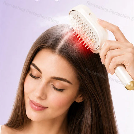 Electric Hair Straightening Brush – No Heat Spray, Red Light Therapy, Scalp Massage, Smooth, Wireless, Lightweight for Unisex
