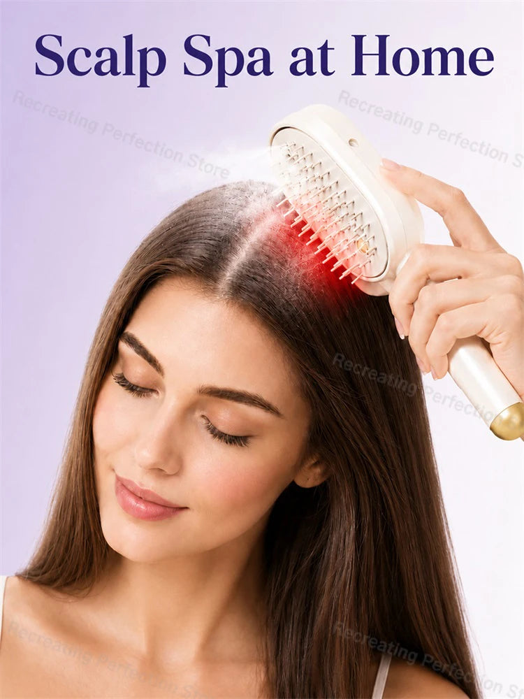Electric Hair Straightening Brush – No Heat Spray, Red Light Therapy, Scalp Massage, Smooth, Wireless, Lightweight for Unisex