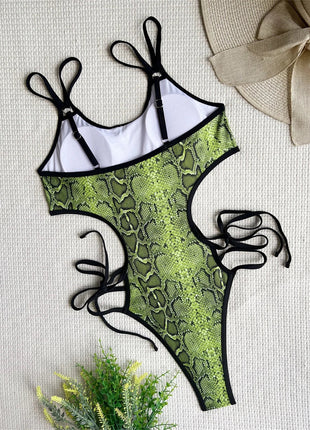 Green Snake Bikini Extreme String Monokini Costume da bagno con taglio a gamba alta Donna Beach Outfit Costumi da bagno per le vacanze Costume da bagno Bikini Set PlatiNum