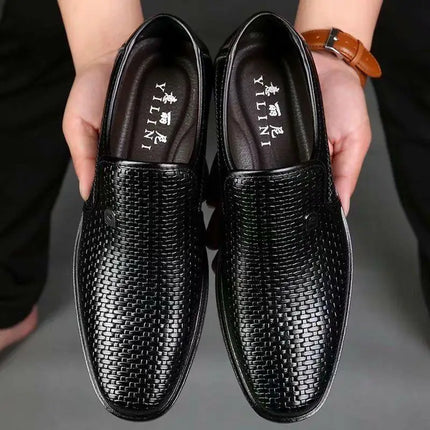 Sandali estivi da uomo in vera pelle morbida, traspiranti, casual, con suola in gomma, punta tonda, tacco basso, slip-on.