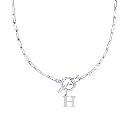 Women stainless steel Initial necklace A-Z Letter charms pendant Choker Women silvery Chain Ot Deduction Necklace For Women 2025 PlatiNum