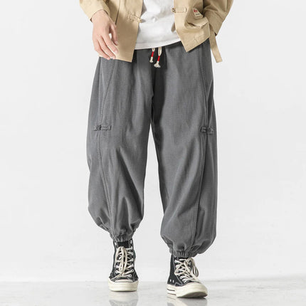 Pantaloni da uomo caldi di vendita autunno stile cinese pantaloni larghi larghi vintage moda uomo pantaloni lanterna con coulisse Harajuku solidi