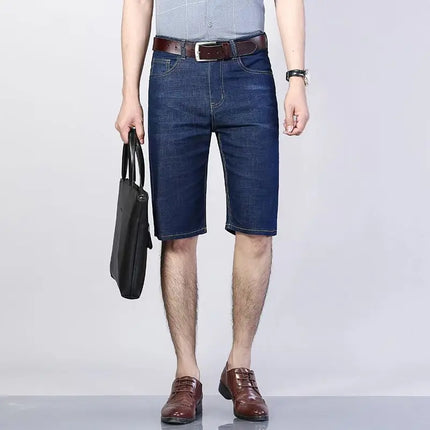 Pantaloncini di jeans da uomo estivi Pantaloni pentagramma da lavoro sottili, traspiranti, larghi e comodi Pantaloncini dritti alla moda Blu