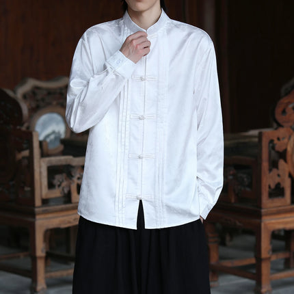Camicie con stampa Abito tradizionale cinese Tang Camicie comode e traspiranti retrò Kung Fu Tai Chi Camicette casual Abbigliamento da uomo