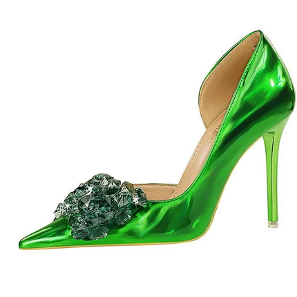 BIGTREE Scarpe con fiocco in strass Décolleté da donna Scarpe da banchetto di lusso Tacchi alti sexy Scarpe da festa con tacco a spillo da donna di grandi dimensioni 41 42 43